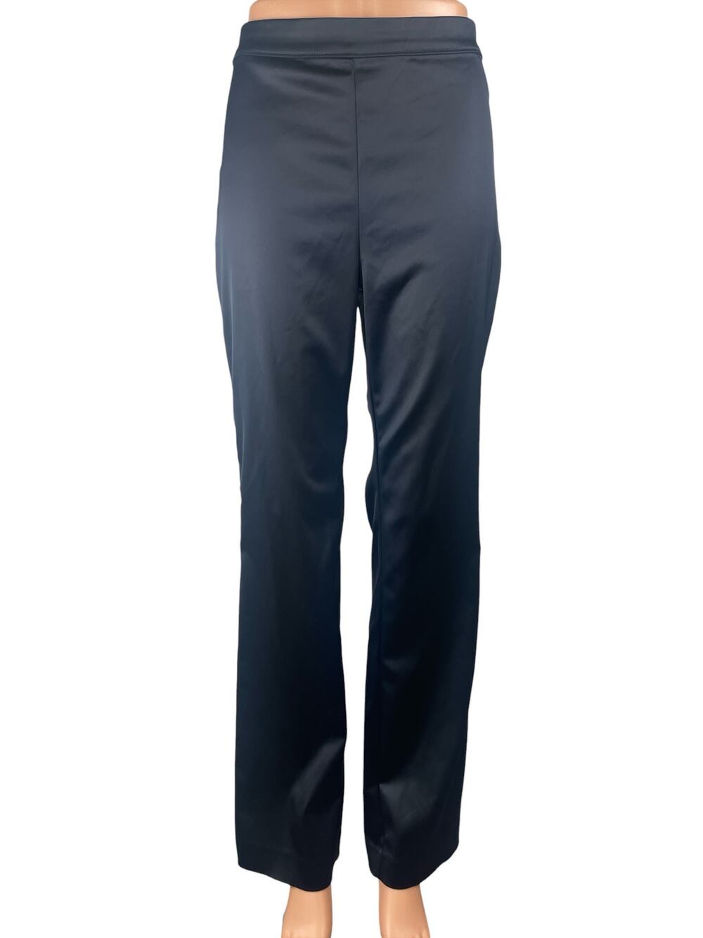 Aritzia Ten by Babaton Women's Black Satin Straight Leg Trousers Dress Pants 10